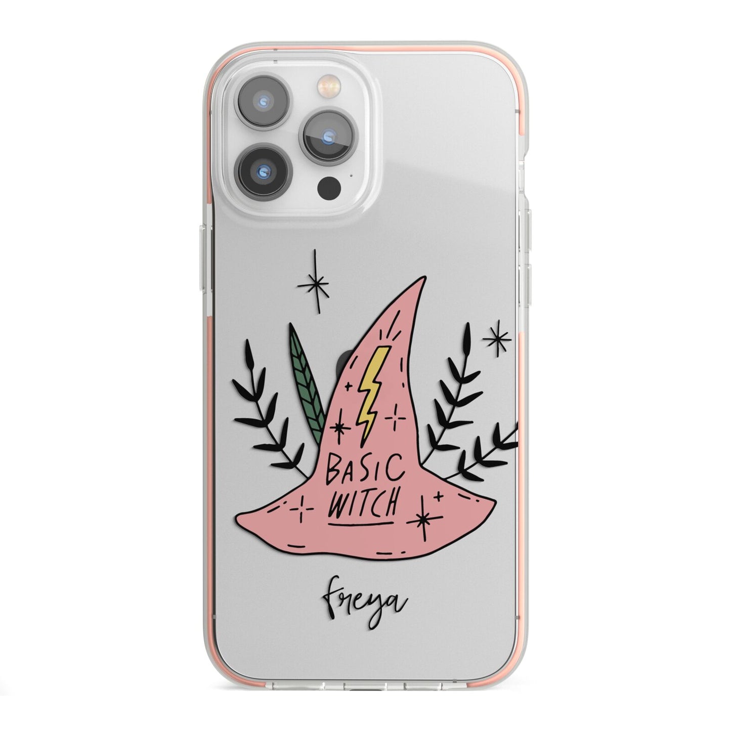 Basic Witch Hat Personalised iPhone 13 Pro Max TPU Impact Case with Pink Edges