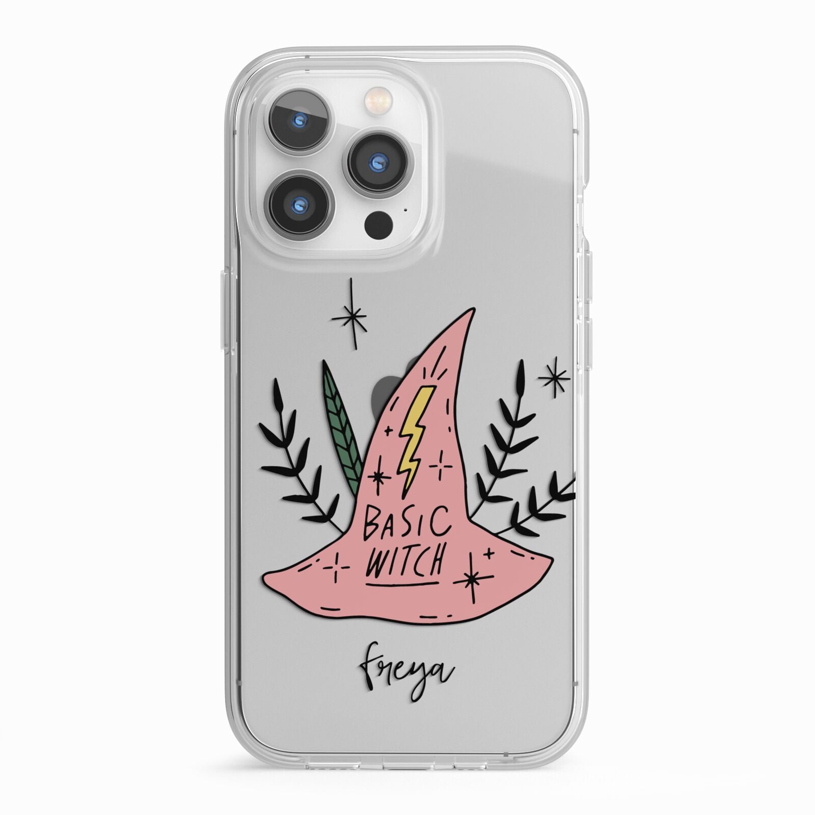 Basic Witch Hat Personalised iPhone 13 Pro TPU Impact Case with White Edges