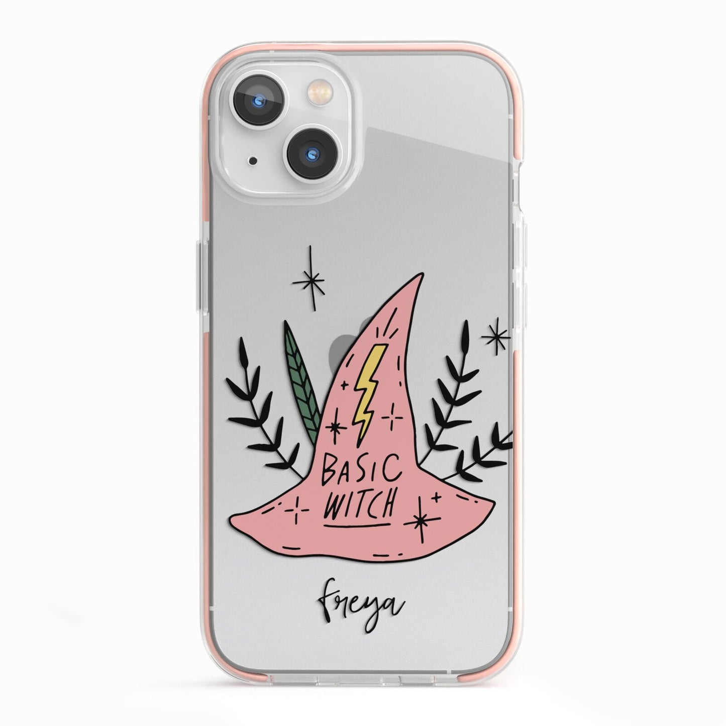 Basic Witch Hat Personalised iPhone 13 TPU Impact Case with Pink Edges