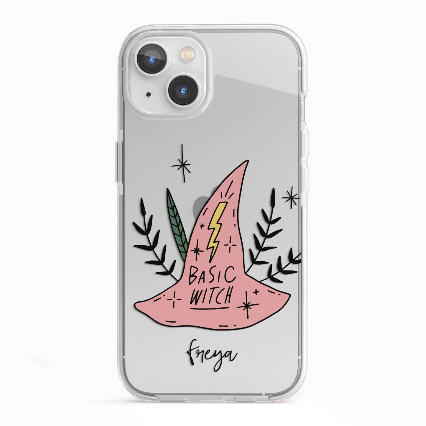 Basic Witch Hat Personalised iPhone 13 TPU Impact Case with White Edges