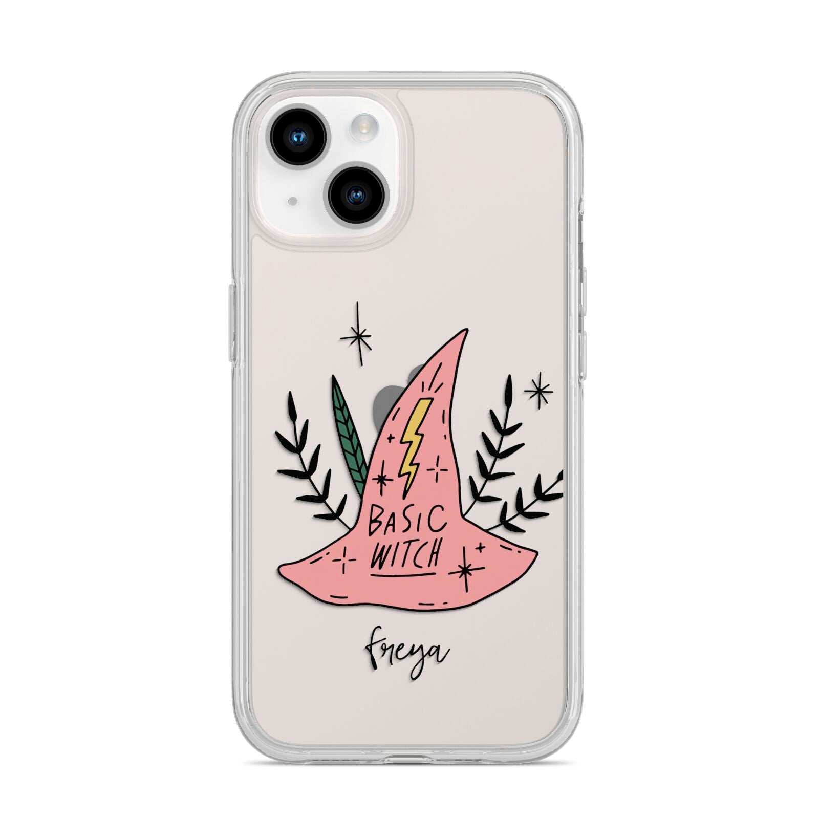 Basic Witch Hat Personalised iPhone 14 Clear Tough Case Starlight