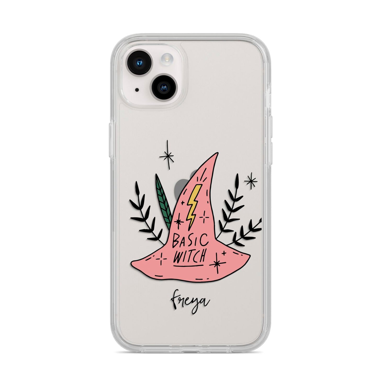 Basic Witch Hat Personalised iPhone 14 Plus Clear Tough Case Starlight