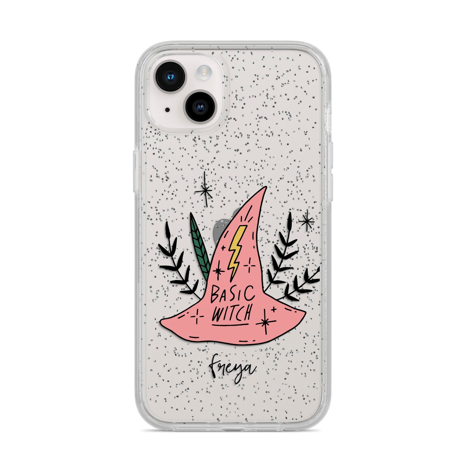 Basic Witch Hat Personalised iPhone 14 Plus Glitter Tough Case Starlight