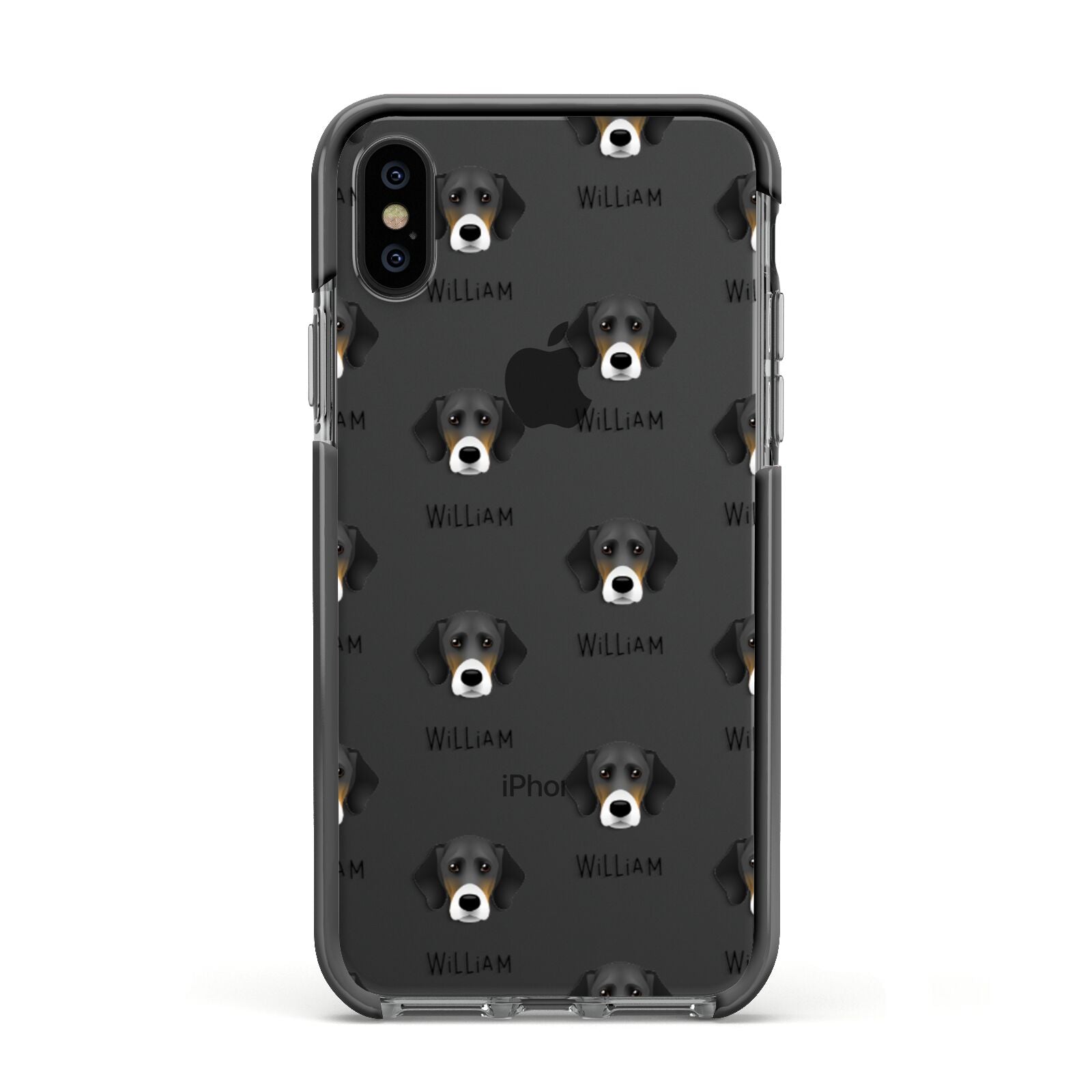 Bassador Icon with Name Apple iPhone Xs Impact Case Black Edge on Black Phone