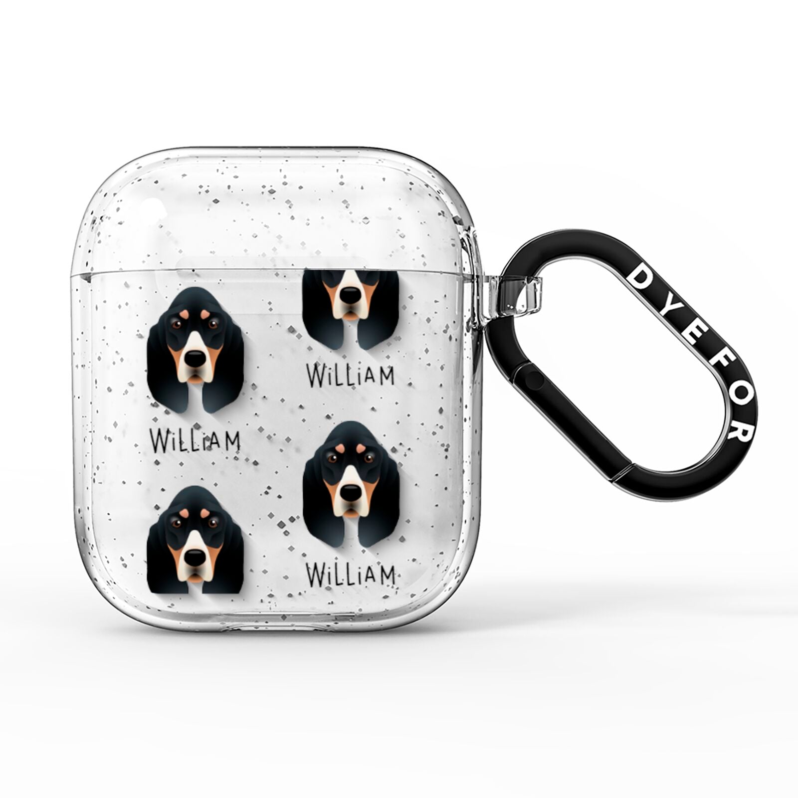 Basset Bleu De Gascogne Icon with Name AirPods Glitter Case