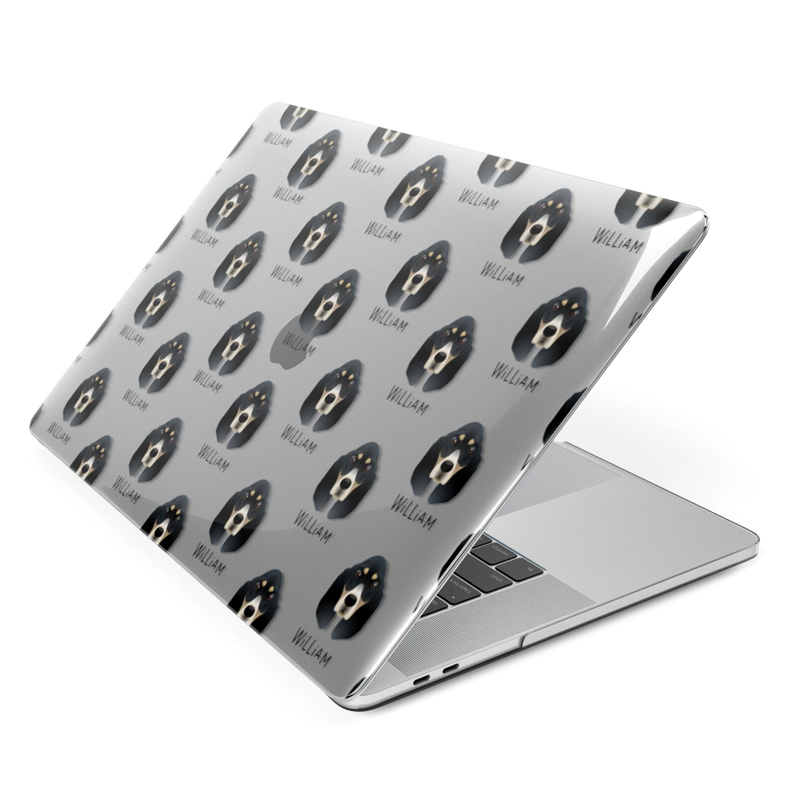 Basset Bleu De Gascogne Icon with Name Apple MacBook Case Side View