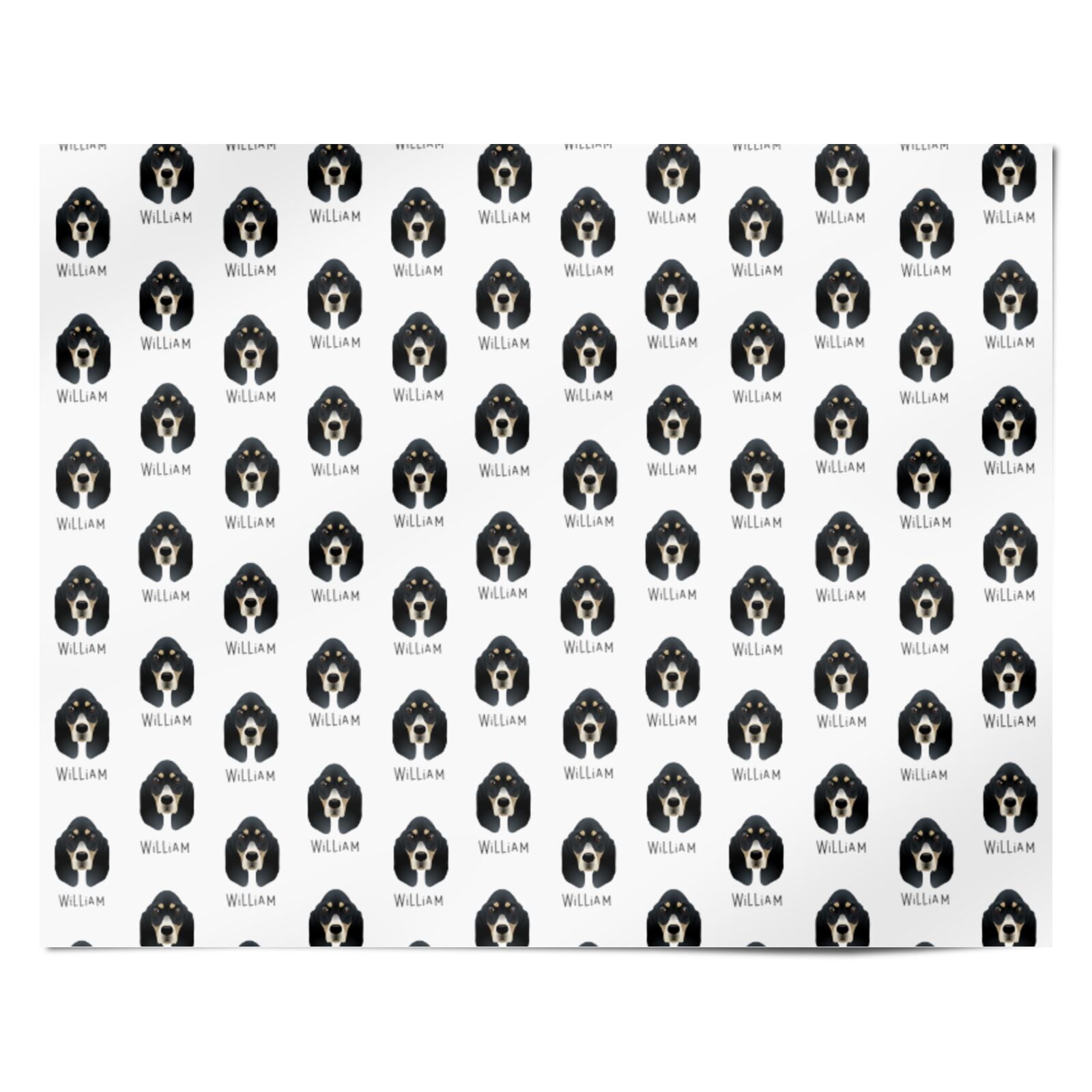 Basset Bleu De Gascogne Icon with Name Personalised Wrapping Paper Alternative