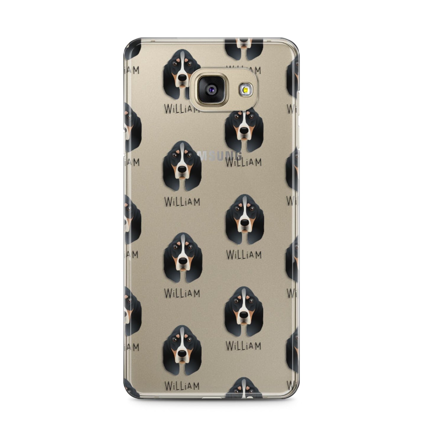 Basset Bleu De Gascogne Icon with Name Samsung Galaxy A5 2016 Case on gold phone