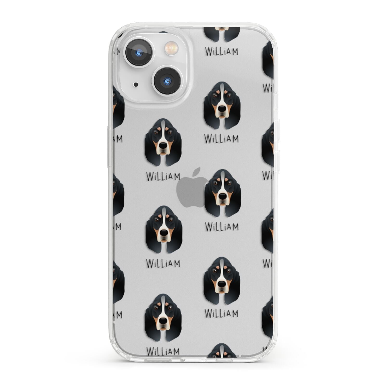 Basset Bleu De Gascogne Icon with Name iPhone 13 Clear Bumper Case