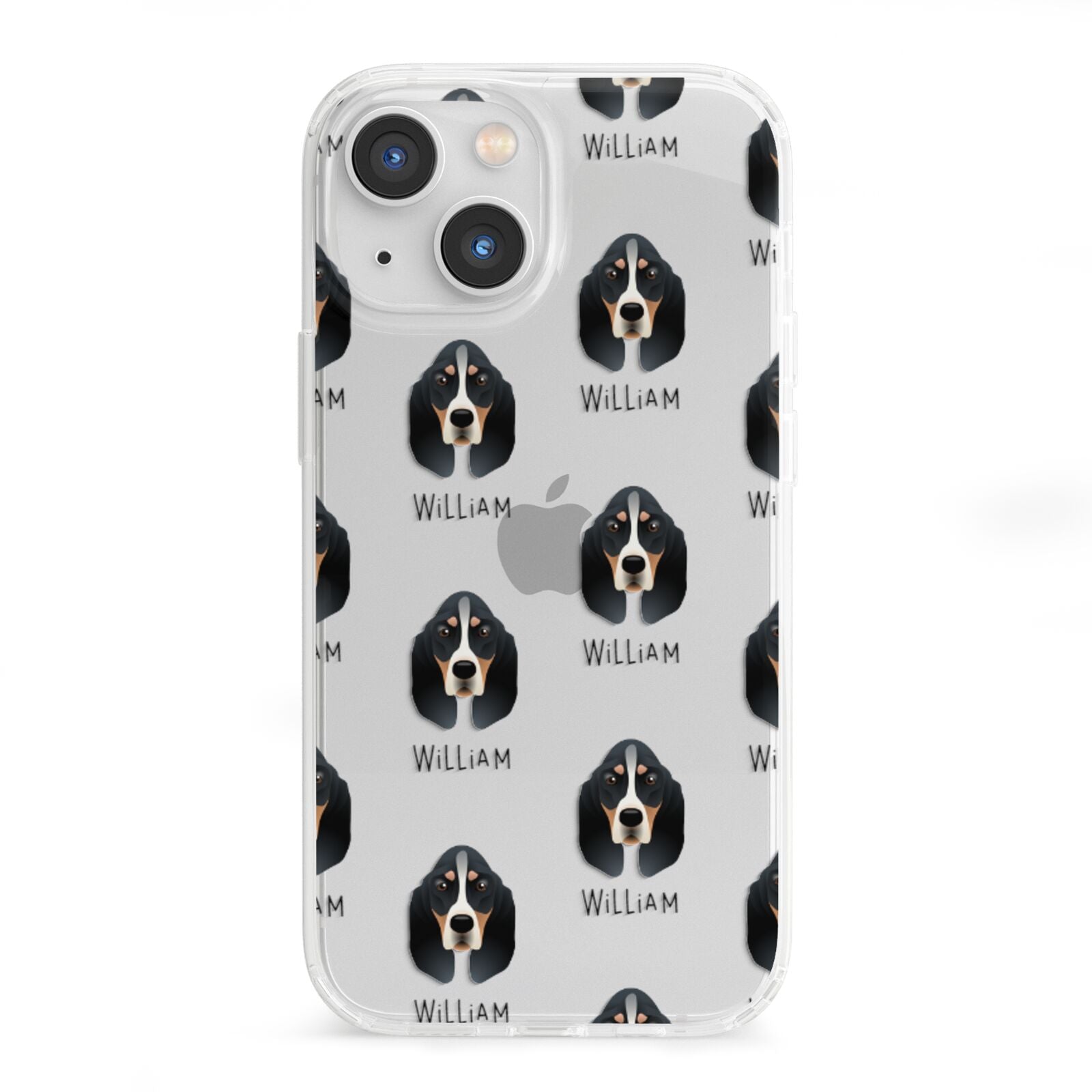 Basset Bleu De Gascogne Icon with Name iPhone 13 Mini Clear Bumper Case
