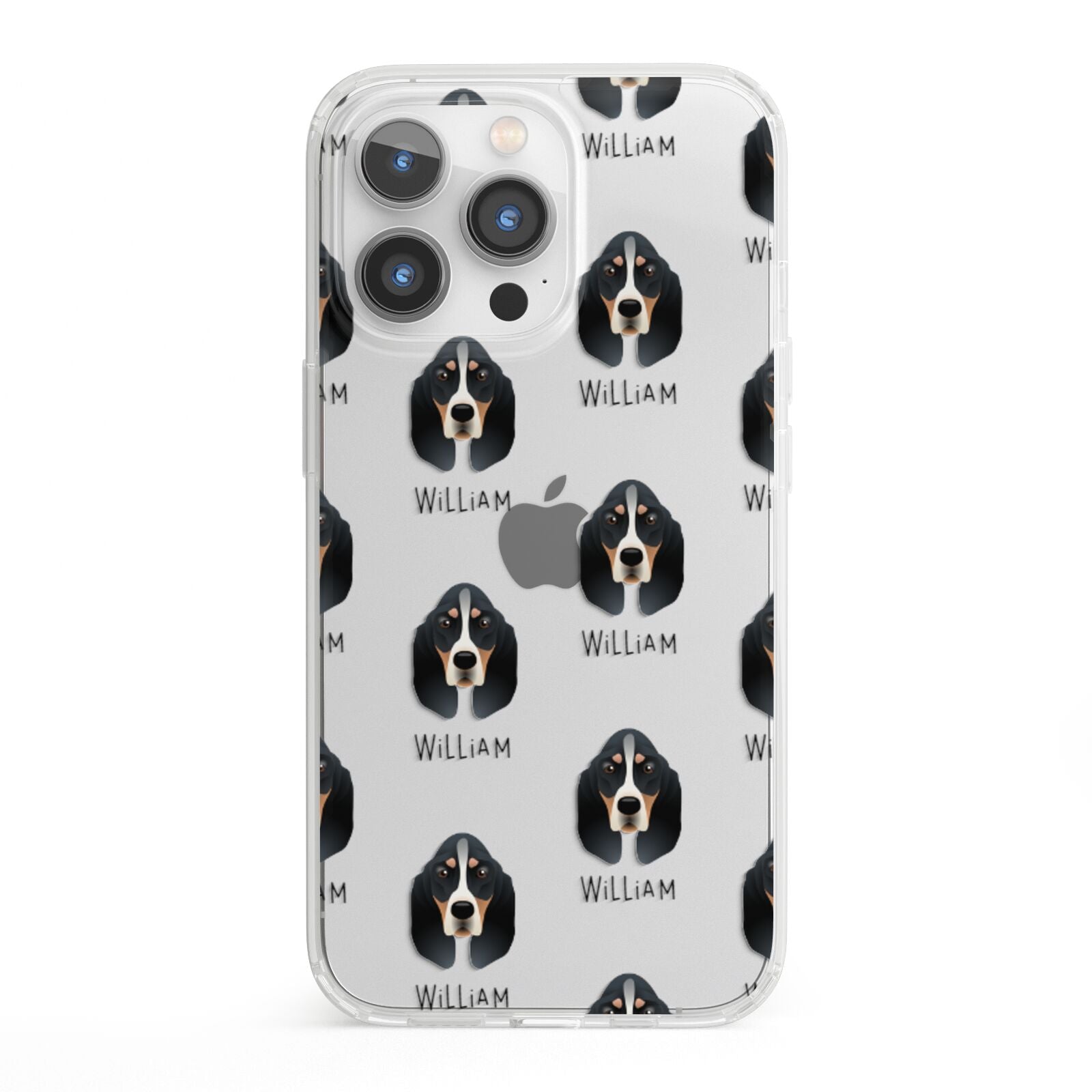 Basset Bleu De Gascogne Icon with Name iPhone 13 Pro Clear Bumper Case