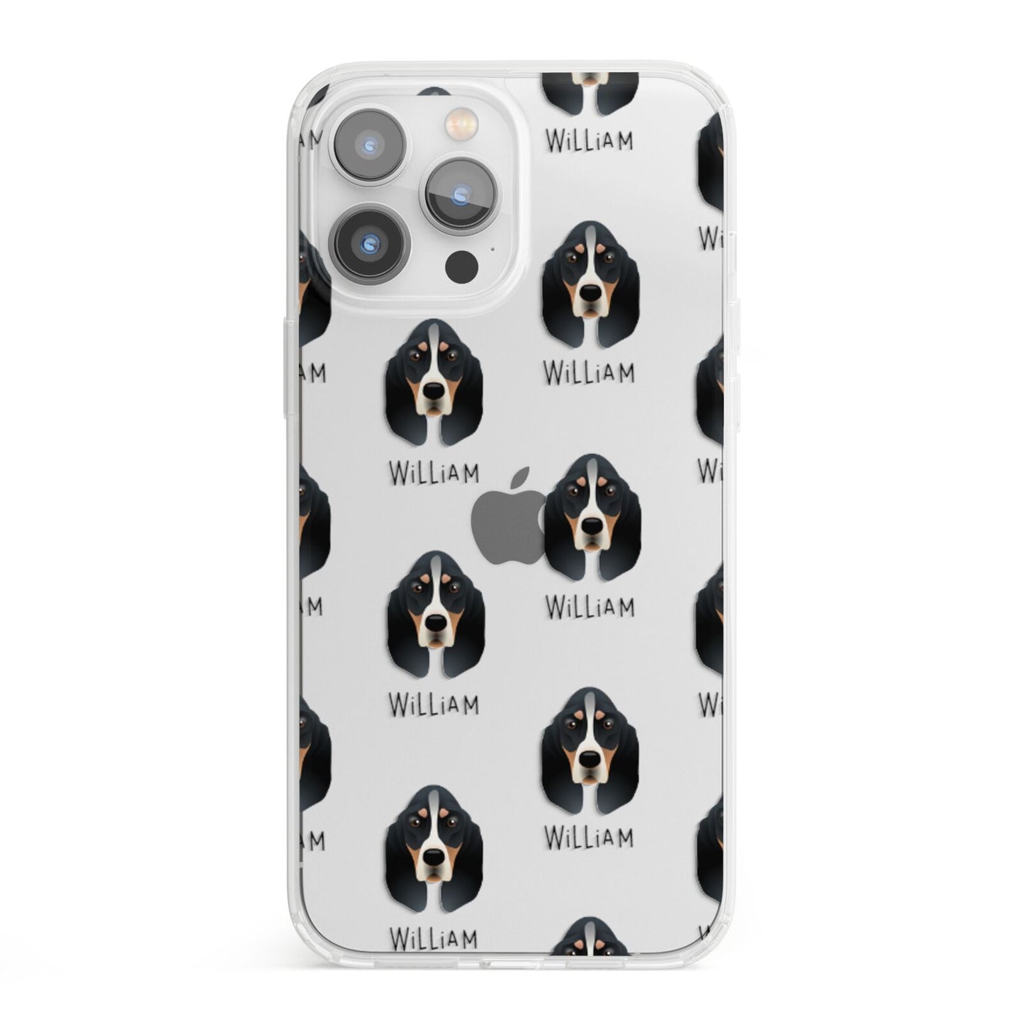 Basset Bleu De Gascogne Icon with Name iPhone 13 Pro Max Clear Bumper Case