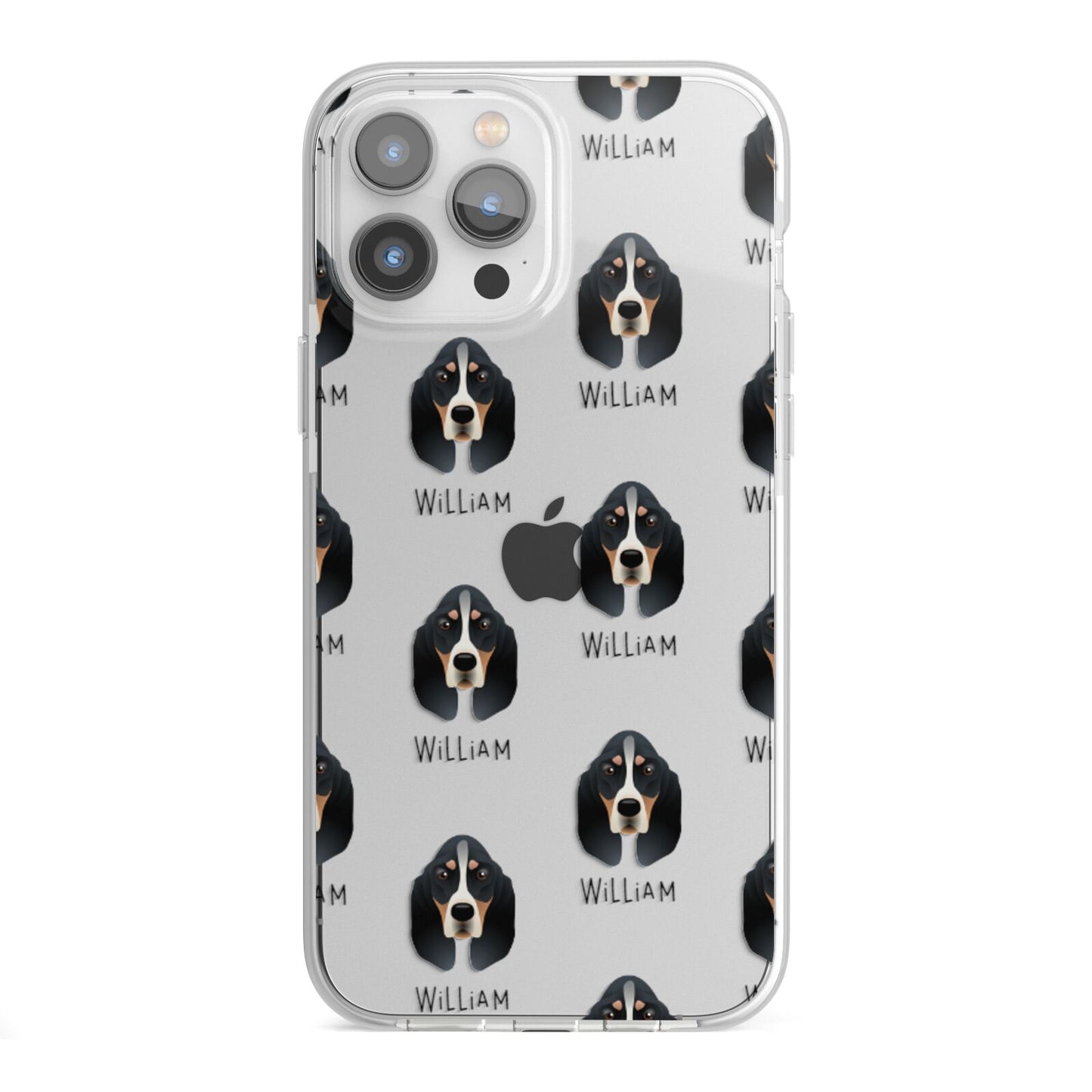 Basset Bleu De Gascogne Icon with Name iPhone 13 Pro Max TPU Impact Case with White Edges