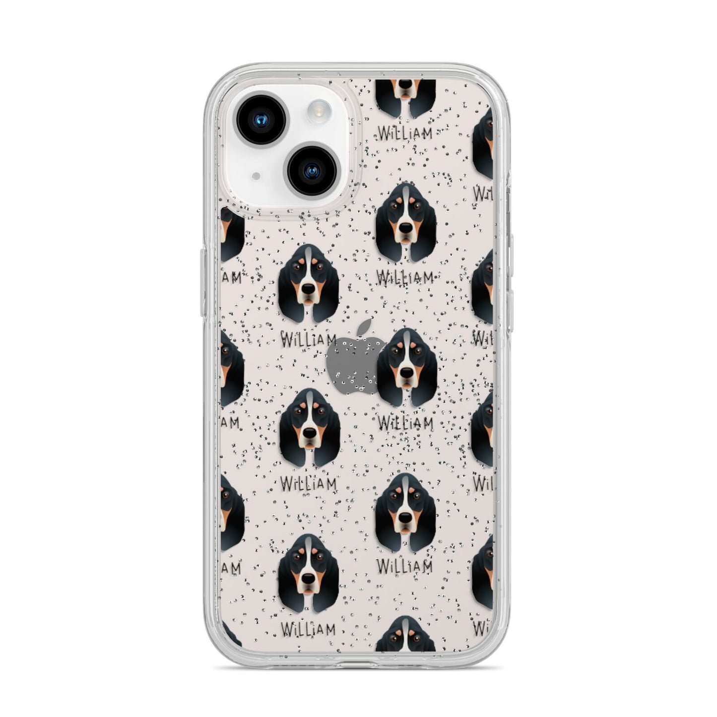 Basset Bleu De Gascogne Icon with Name iPhone 14 Glitter Tough Case Starlight