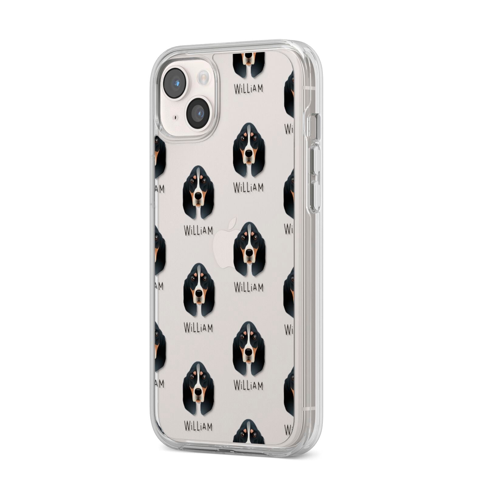 Basset Bleu De Gascogne Icon with Name iPhone 14 Plus Clear Tough Case Starlight Angled Image