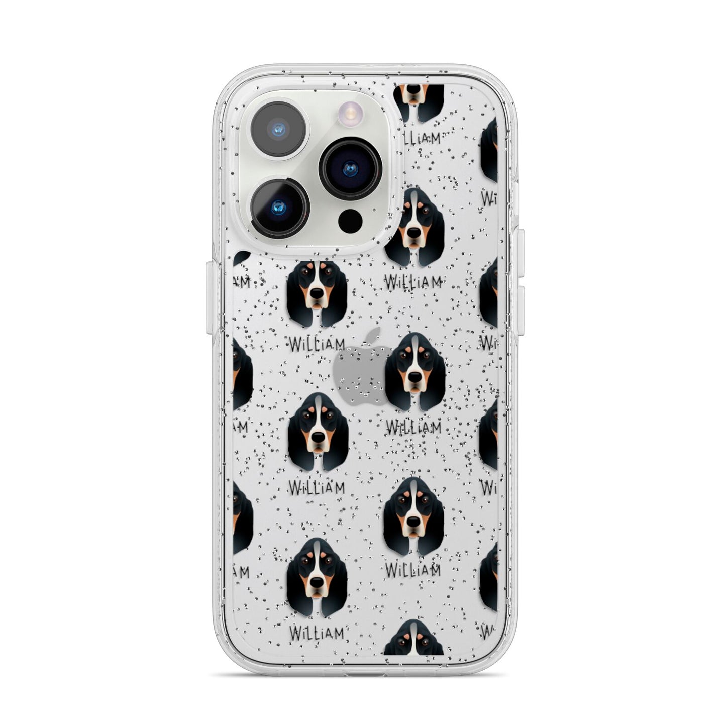 Basset Bleu De Gascogne Icon with Name iPhone 14 Pro Glitter Tough Case Silver