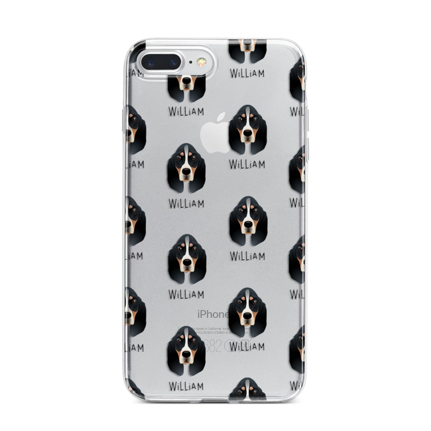 Basset Bleu De Gascogne Icon with Name iPhone 7 Plus Bumper Case on Silver iPhone