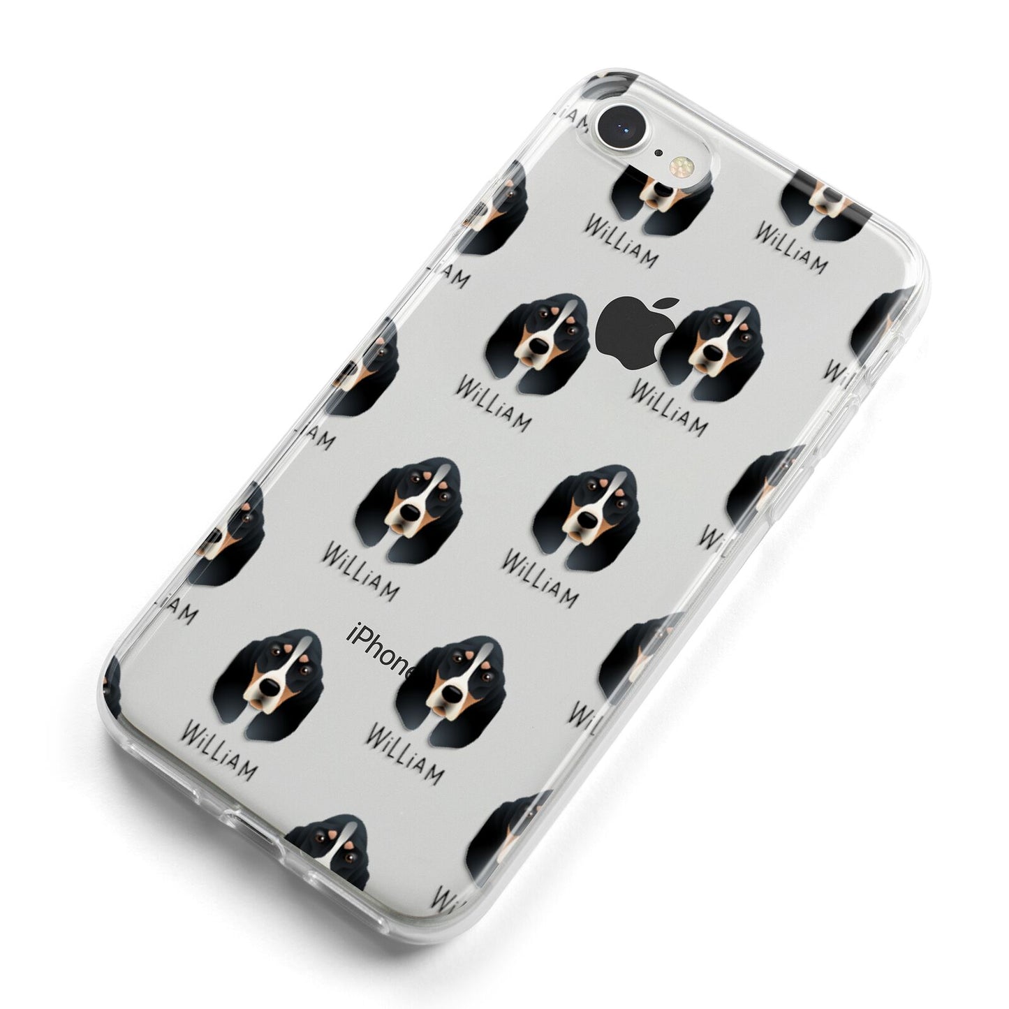 Basset Bleu De Gascogne Icon with Name iPhone 8 Bumper Case on Silver iPhone Alternative Image