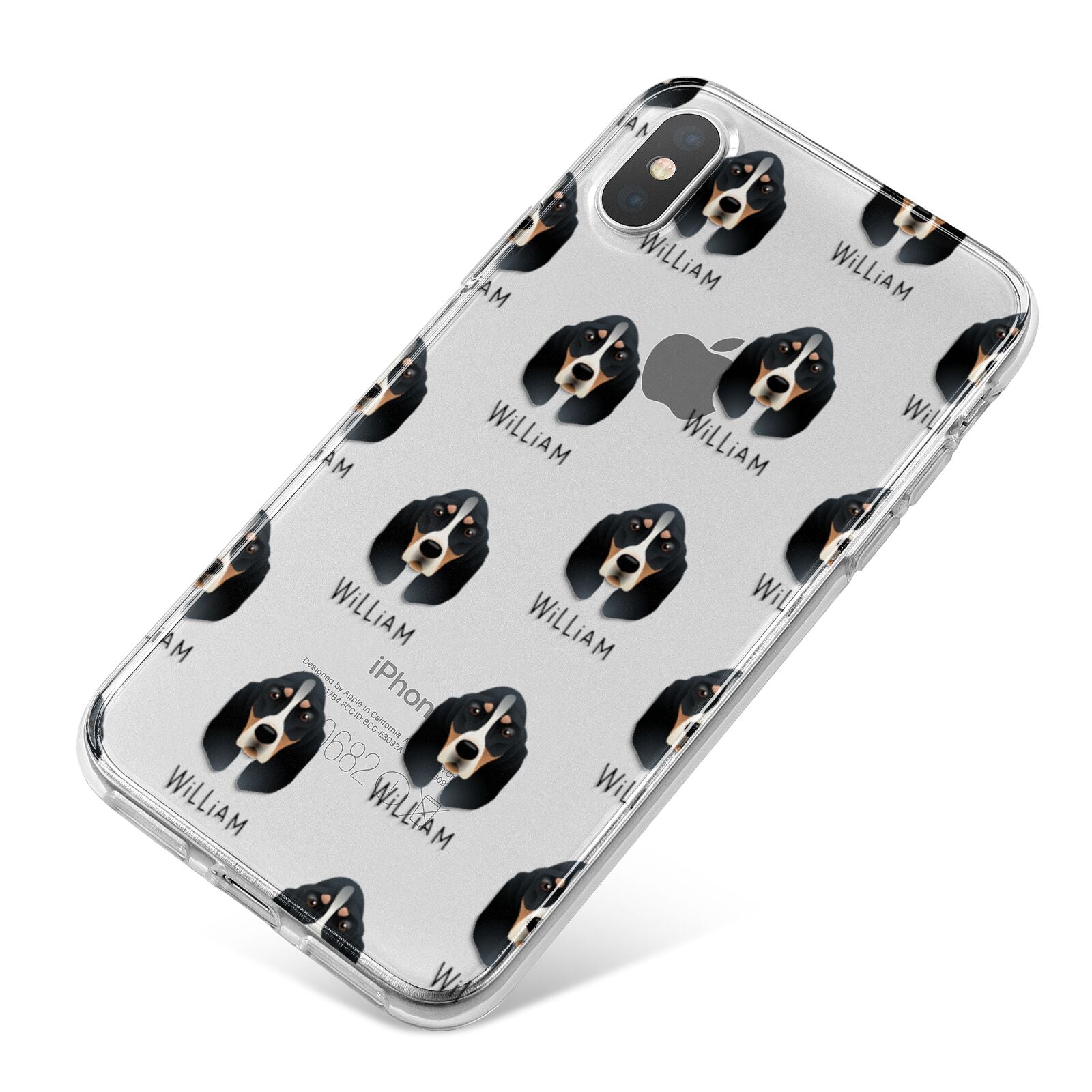 Basset Bleu De Gascogne Icon with Name iPhone X Bumper Case on Silver iPhone