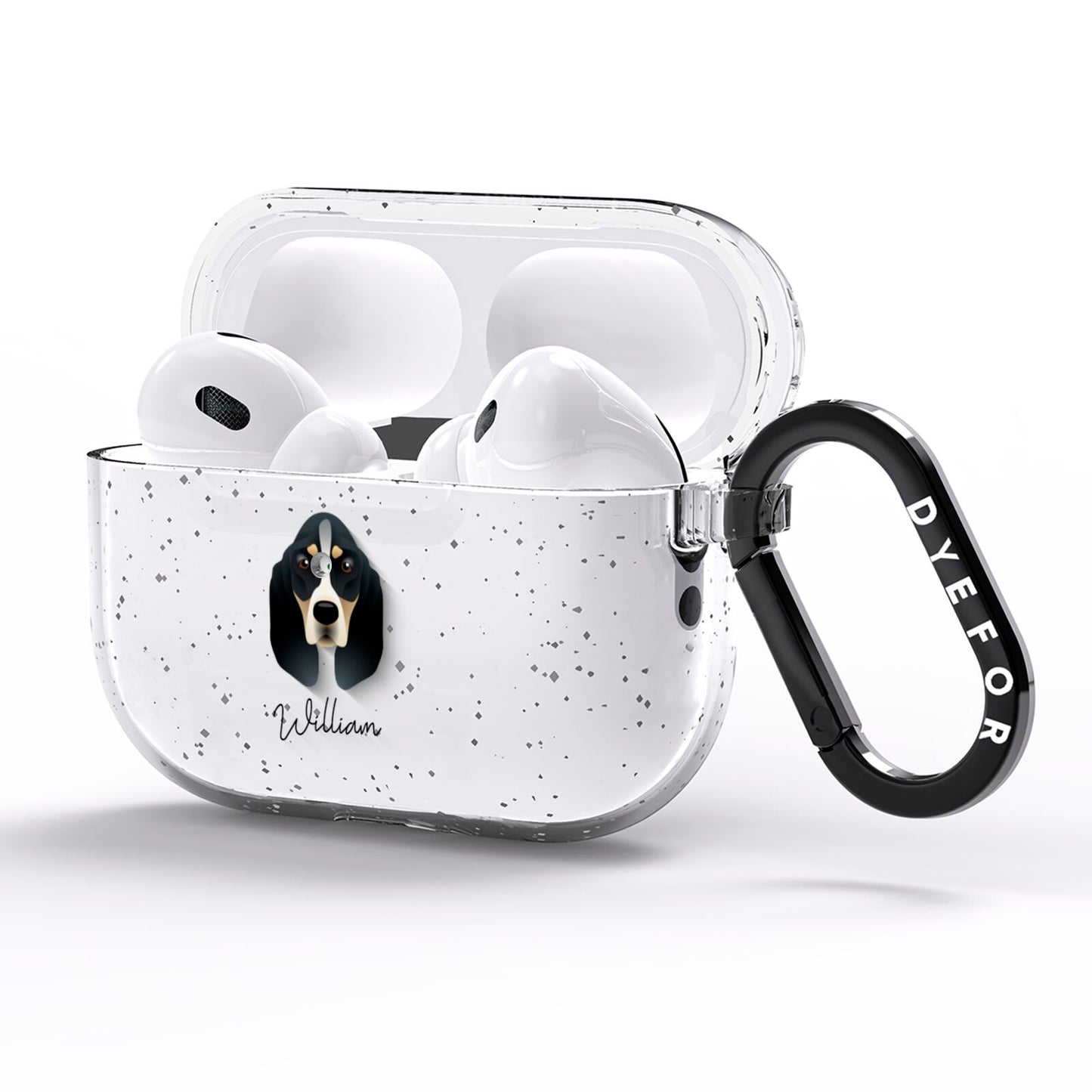 Basset Bleu De Gascogne Personalised AirPods Pro Glitter Case Side Image