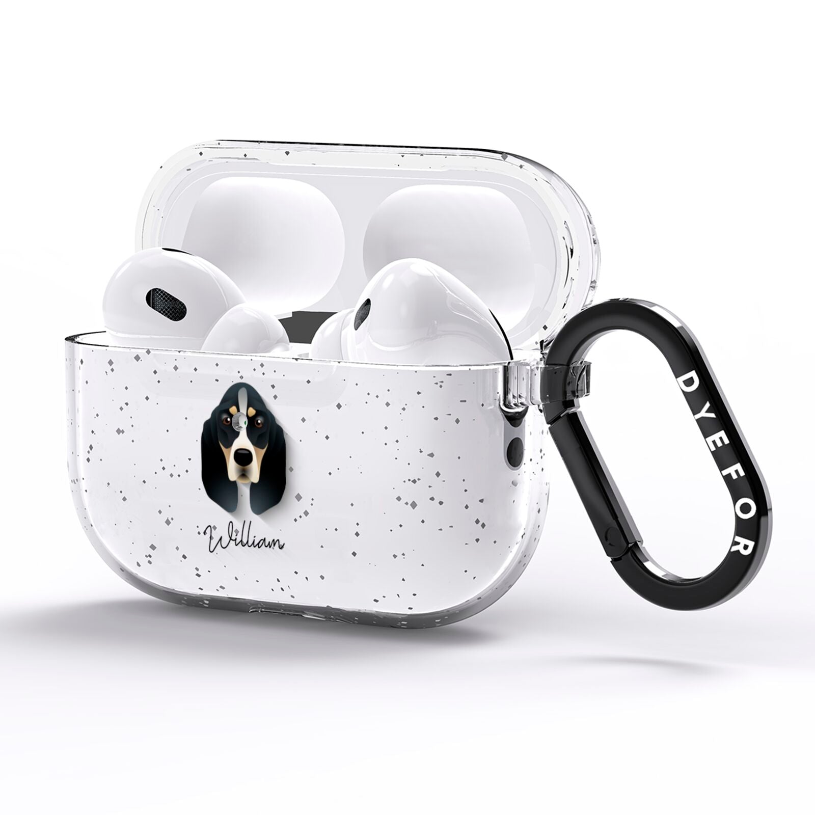 Basset Bleu De Gascogne Personalised AirPods Pro Glitter Case Side Image