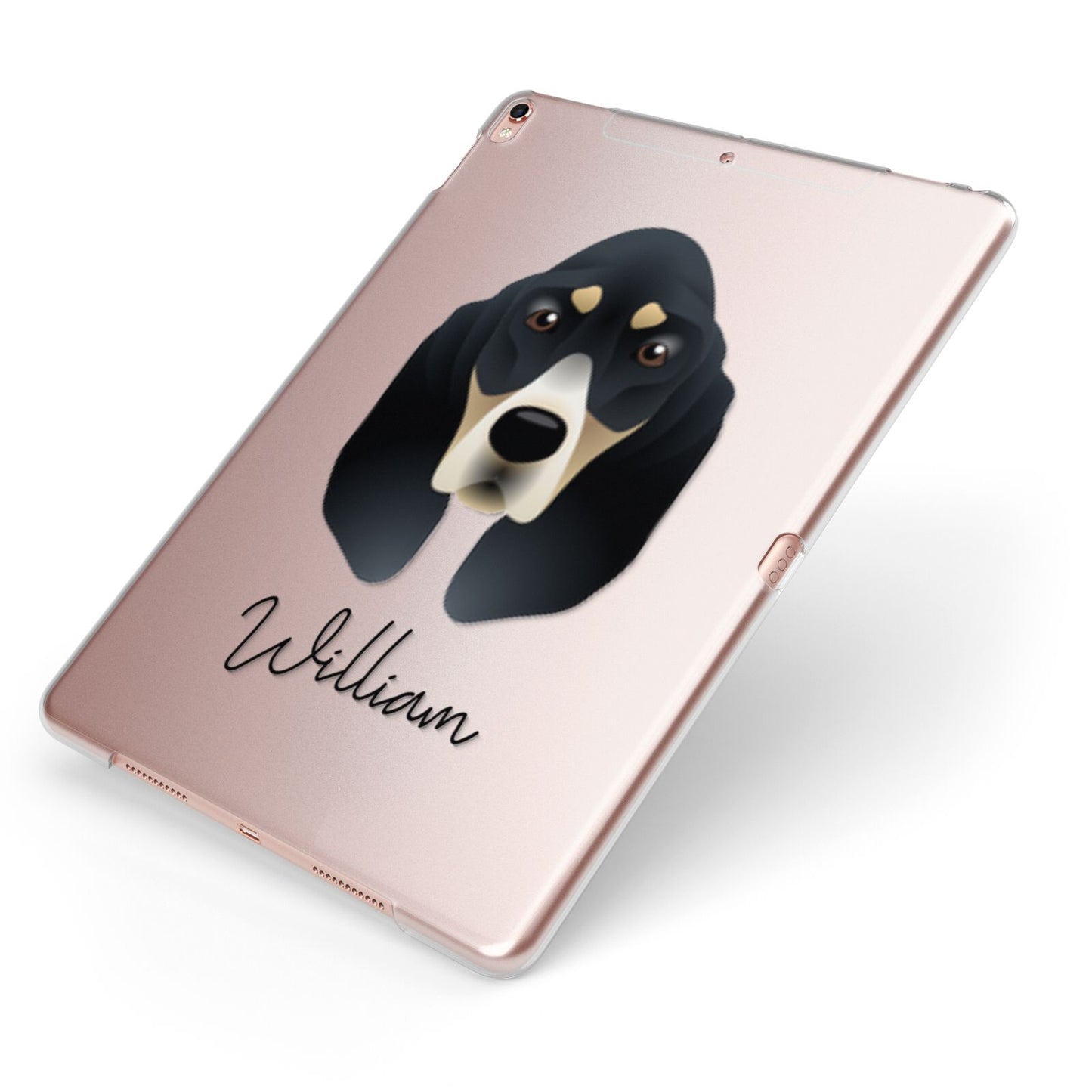 Basset Bleu De Gascogne Personalised Apple iPad Case on Rose Gold iPad Side View