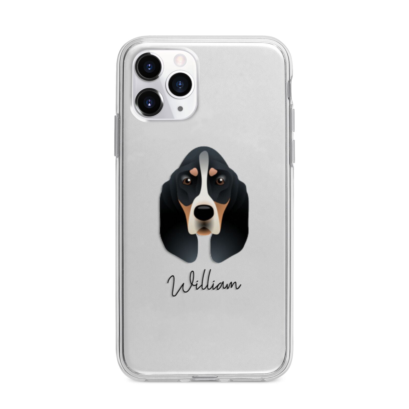 Basset Bleu De Gascogne Personalised Apple iPhone 11 Pro Max in Silver with Bumper Case