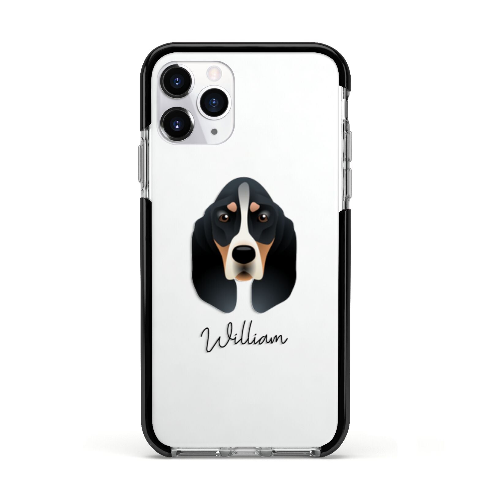 Basset Bleu De Gascogne Personalised Apple iPhone 11 Pro in Silver with Black Impact Case