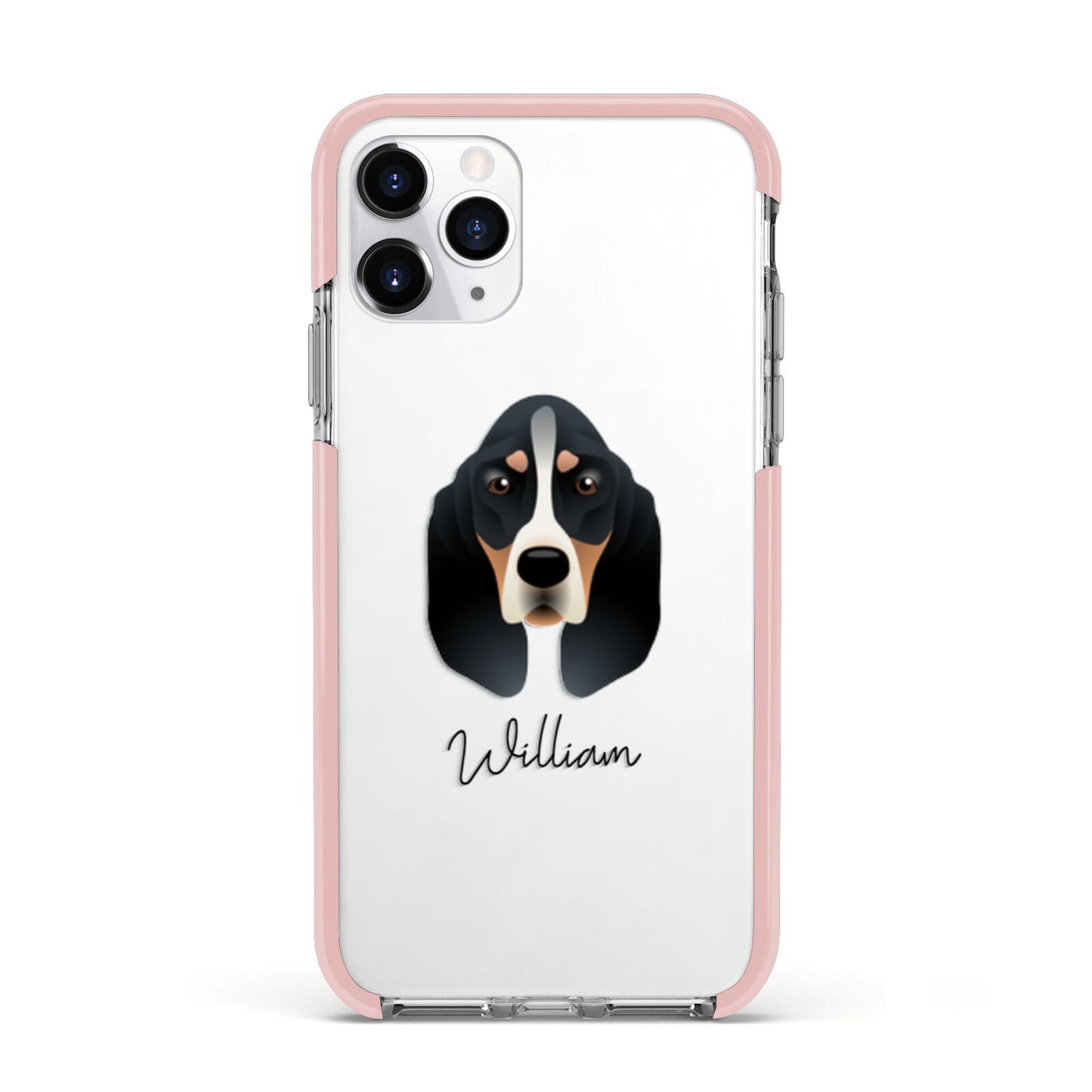 Basset Bleu De Gascogne Personalised Apple iPhone 11 Pro in Silver with Pink Impact Case