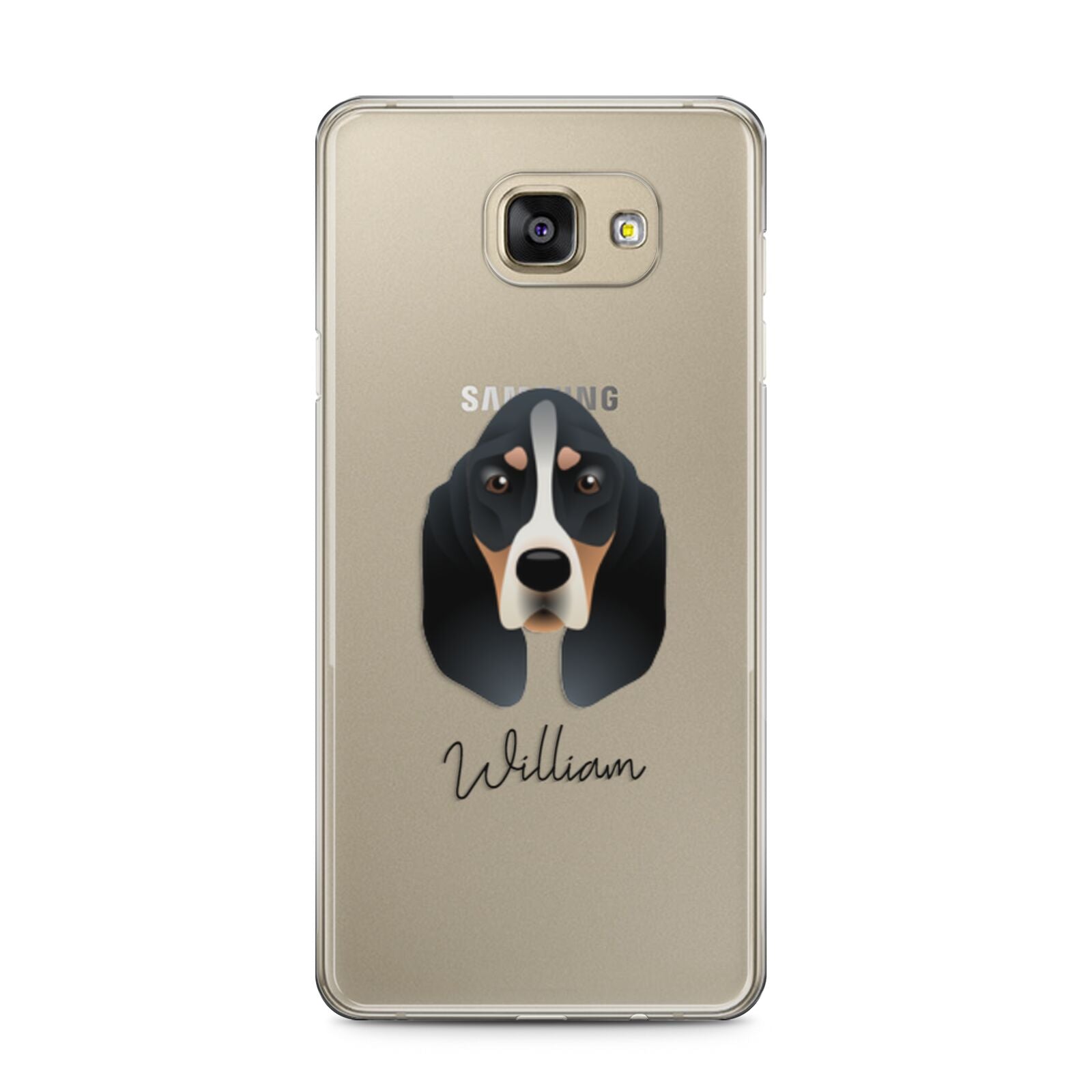 Basset Bleu De Gascogne Personalised Samsung Galaxy A5 2016 Case on gold phone