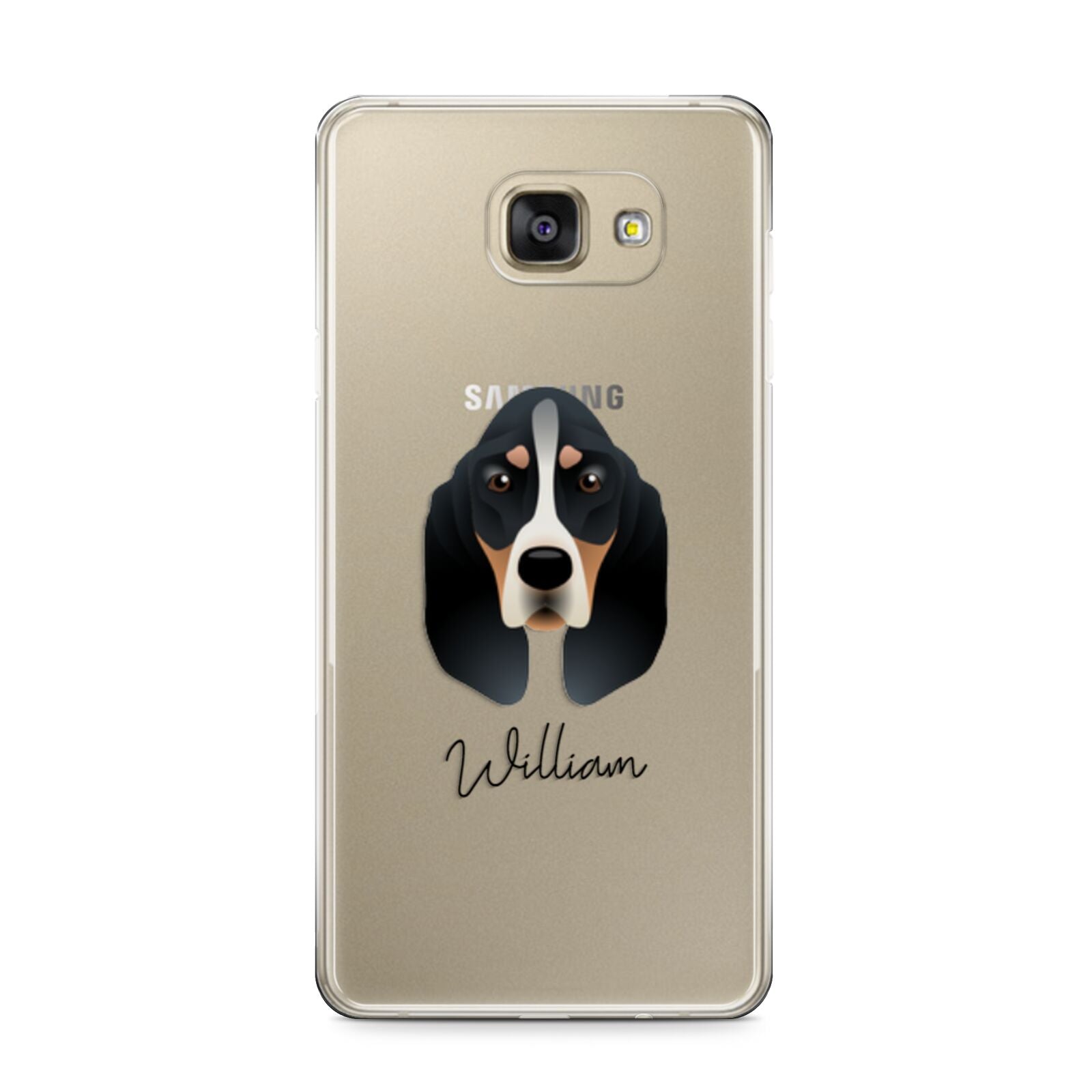 Basset Bleu De Gascogne Personalised Samsung Galaxy A9 2016 Case on gold phone