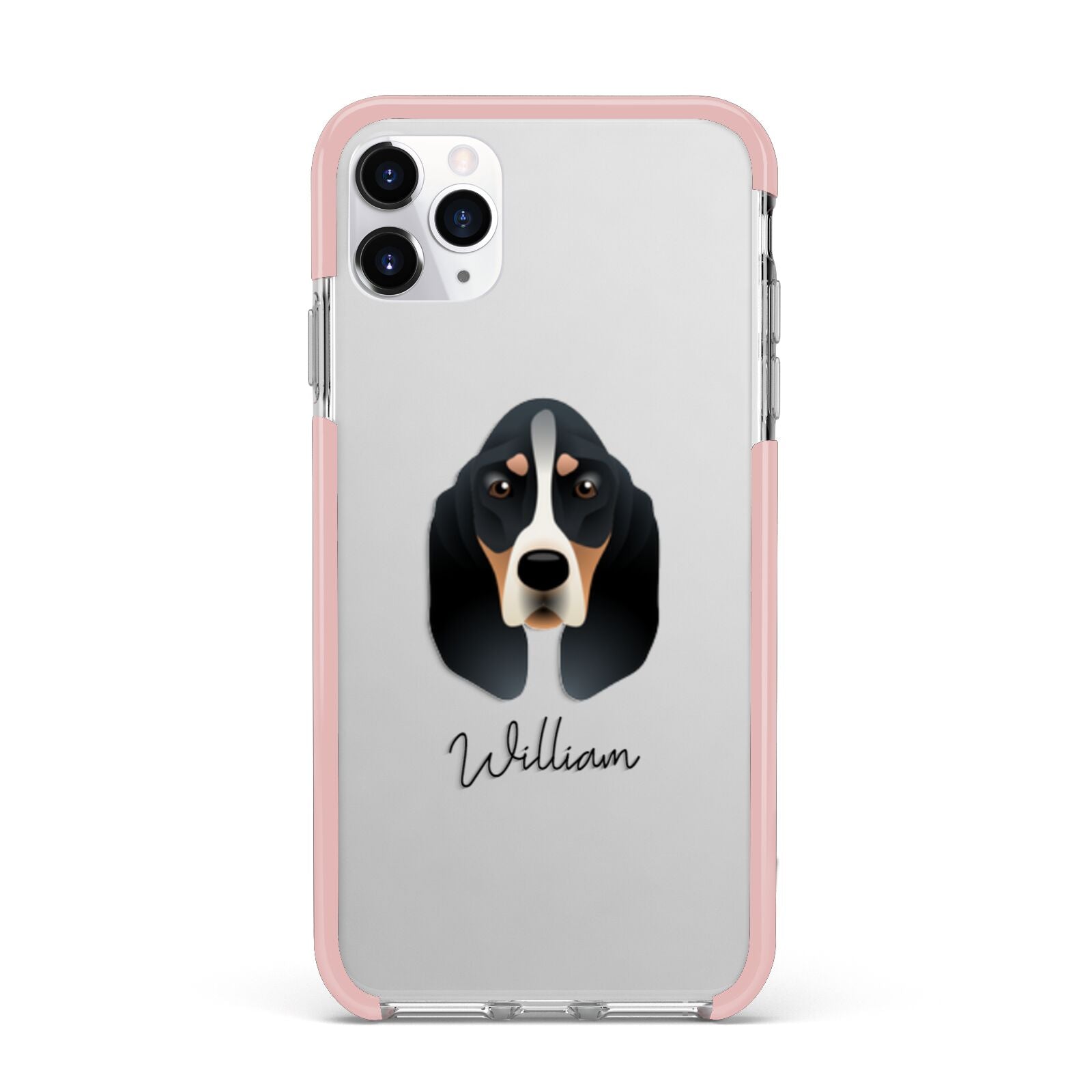 Basset Bleu De Gascogne Personalised iPhone 11 Pro Max Impact Pink Edge Case