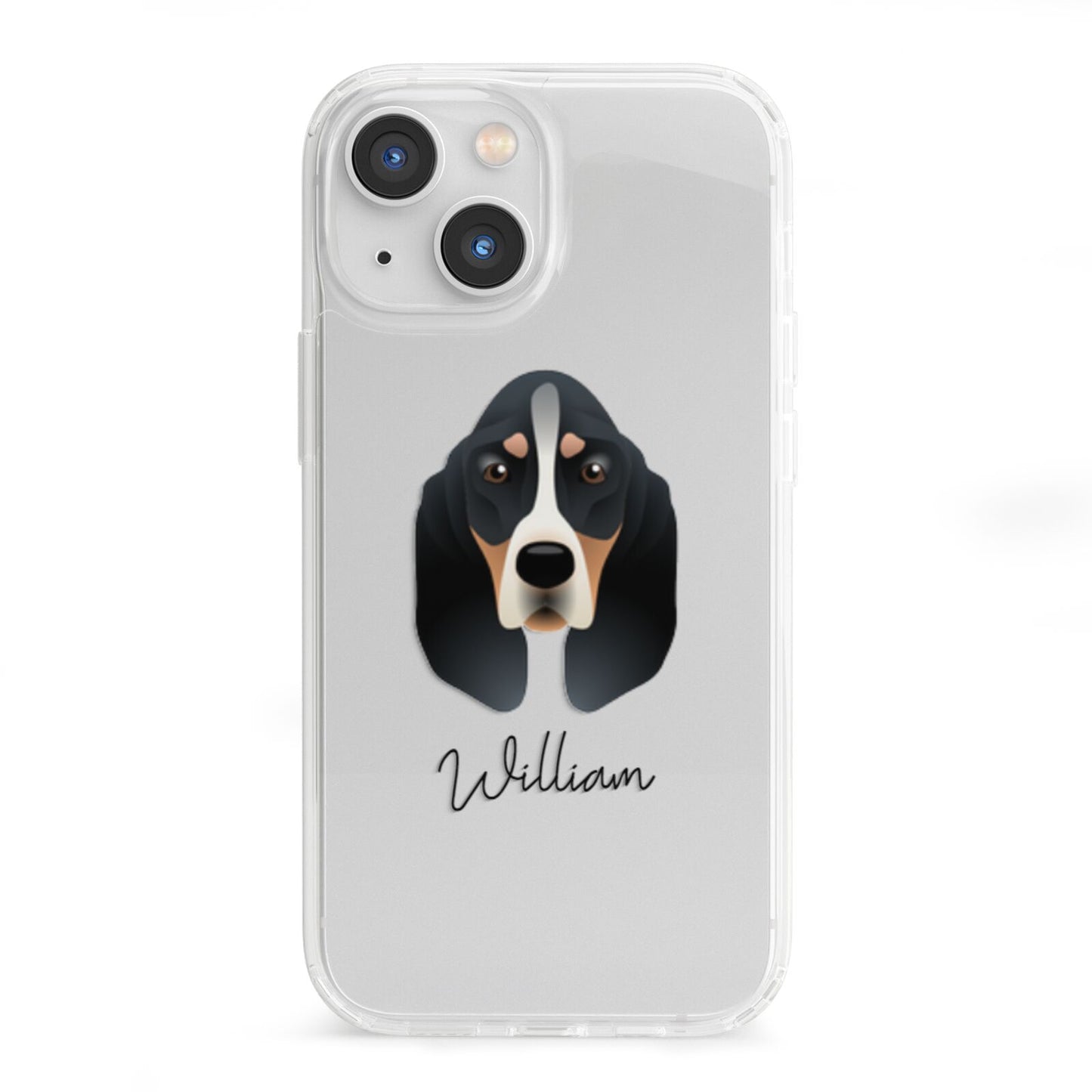 Basset Bleu De Gascogne Personalised iPhone 13 Mini Clear Bumper Case