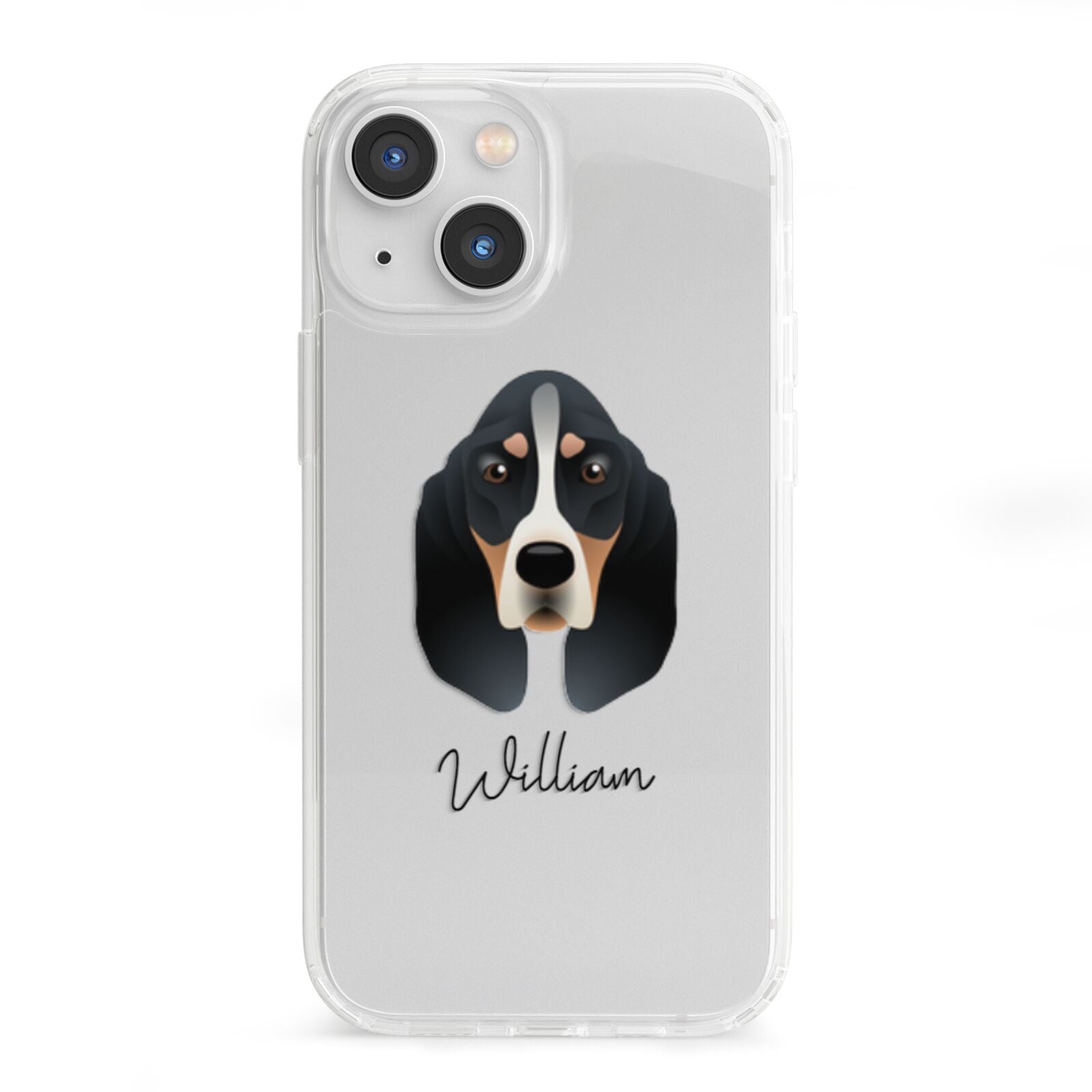 Basset Bleu De Gascogne Personalised iPhone 13 Mini Clear Bumper Case
