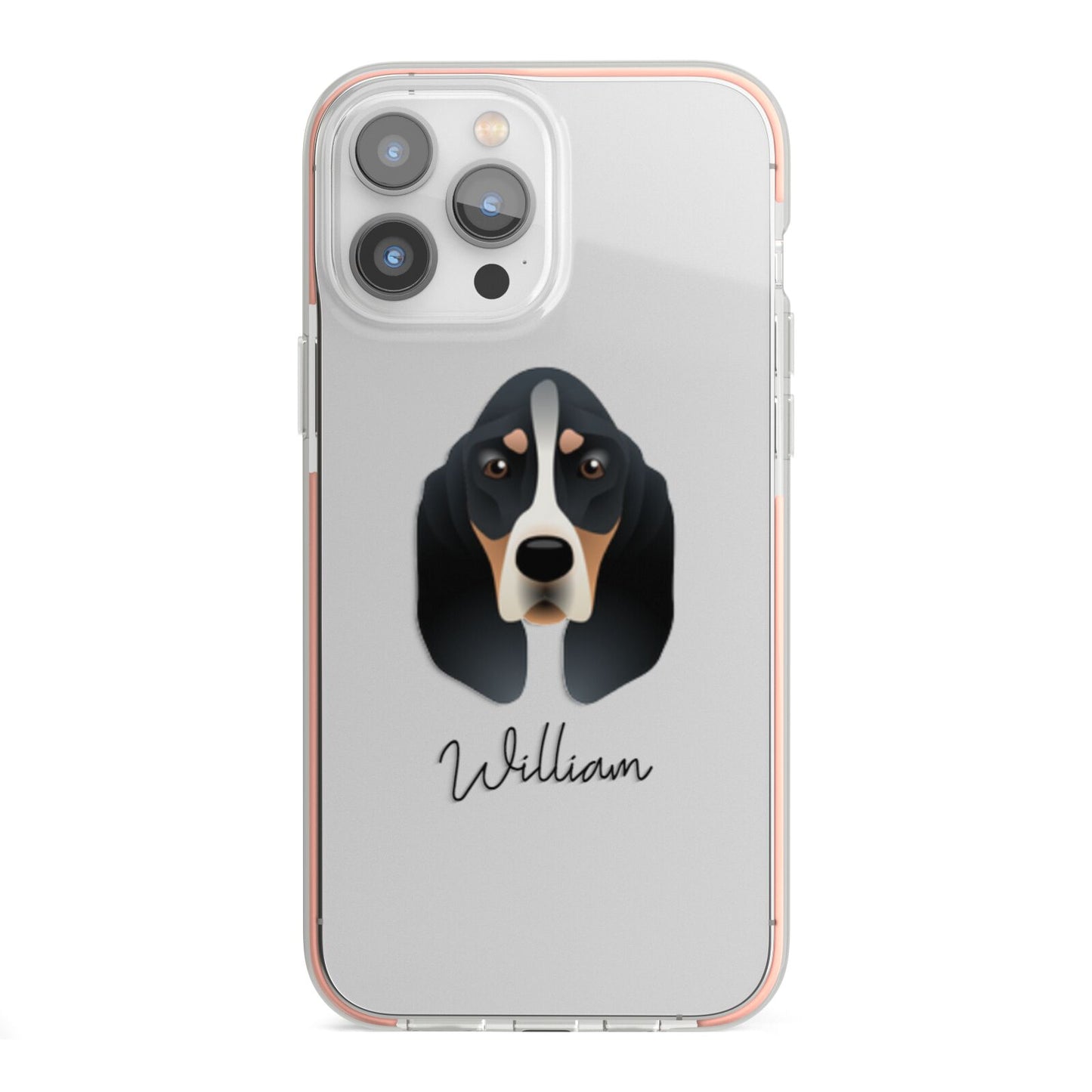Basset Bleu De Gascogne Personalised iPhone 13 Pro Max TPU Impact Case with Pink Edges
