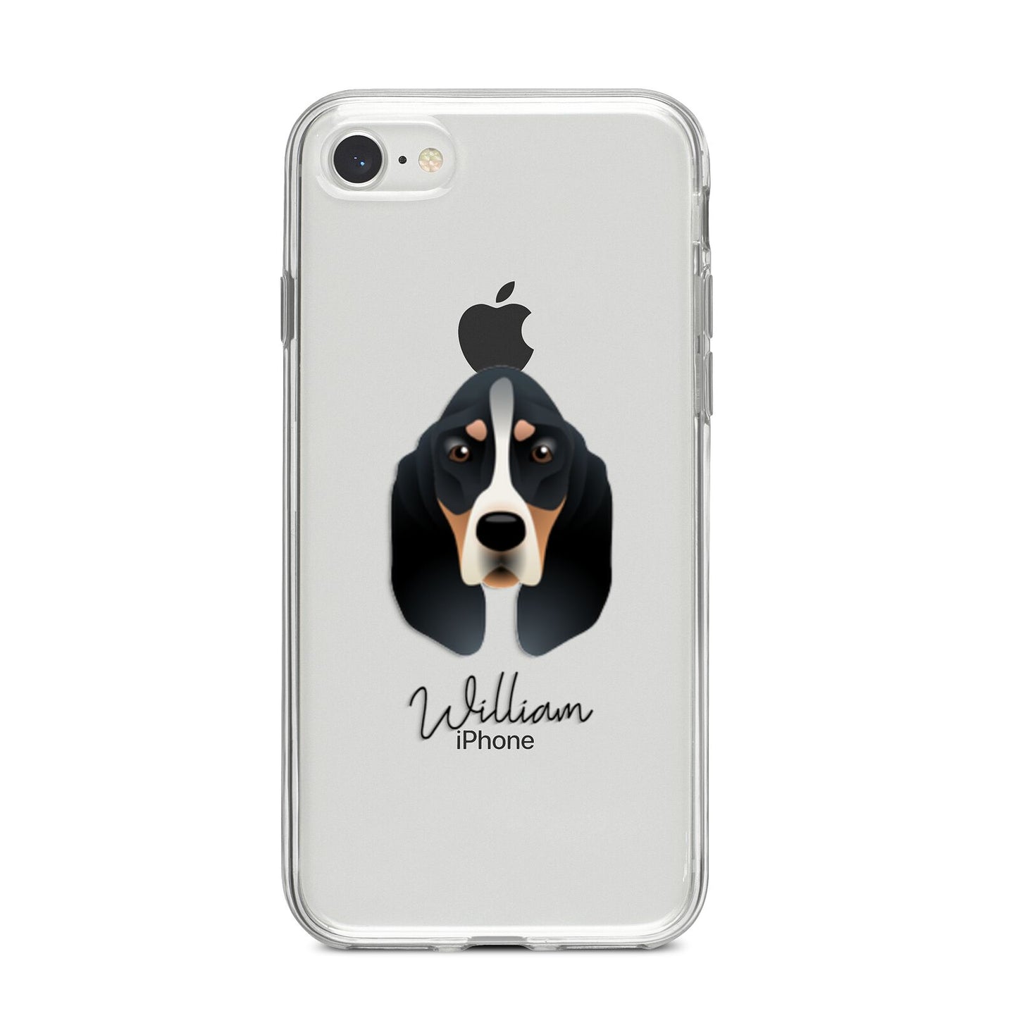 Basset Bleu De Gascogne Personalised iPhone 8 Bumper Case on Silver iPhone