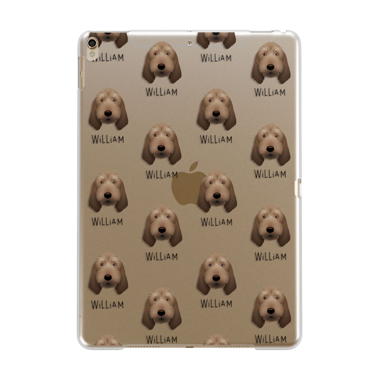 Basset Fauve De Bretagne Icon with Name Apple iPad Gold Case