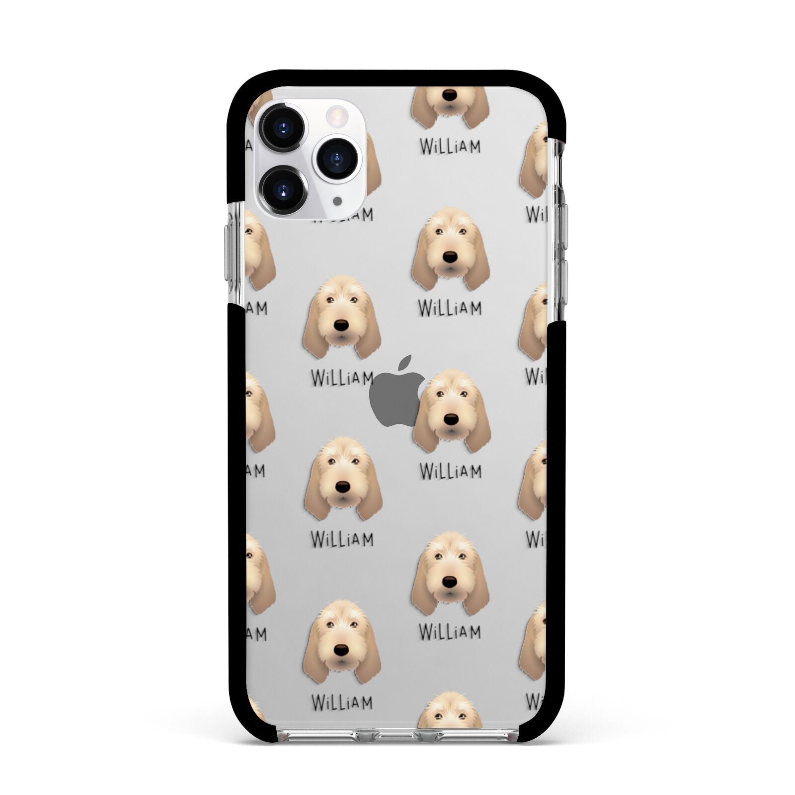 Basset Fauve De Bretagne Icon with Name Apple iPhone 11 Pro Max in Silver with Black Impact Case