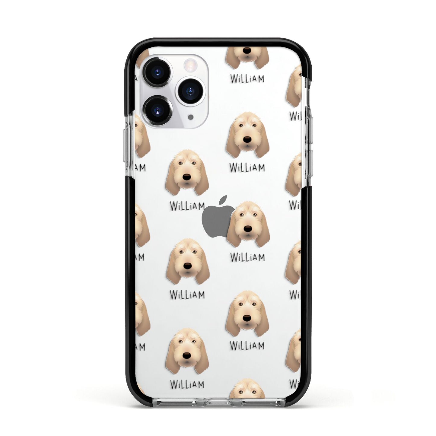 Basset Fauve De Bretagne Icon with Name Apple iPhone 11 Pro in Silver with Black Impact Case