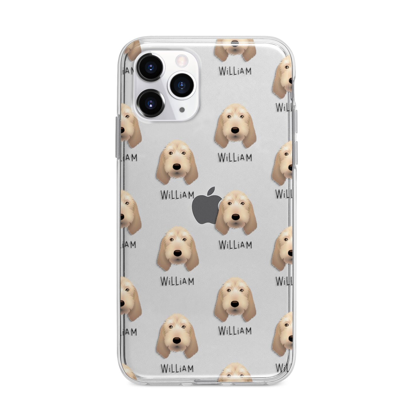 Basset Fauve De Bretagne Icon with Name Apple iPhone 11 Pro in Silver with Bumper Case