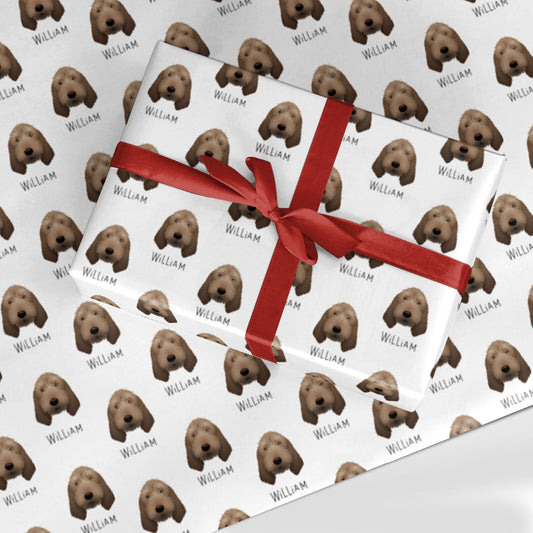 Basset Fauve De Bretagne Icon with Name Custom Wrapping Paper
