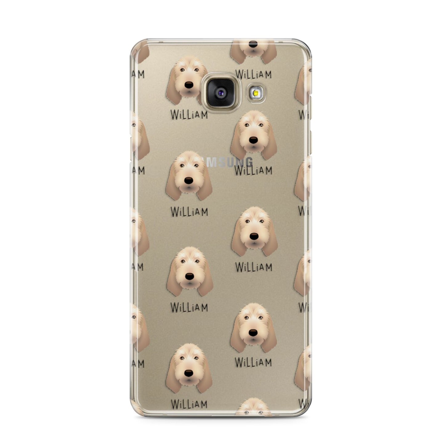Basset Fauve De Bretagne Icon with Name Samsung Galaxy A3 2016 Case on gold phone