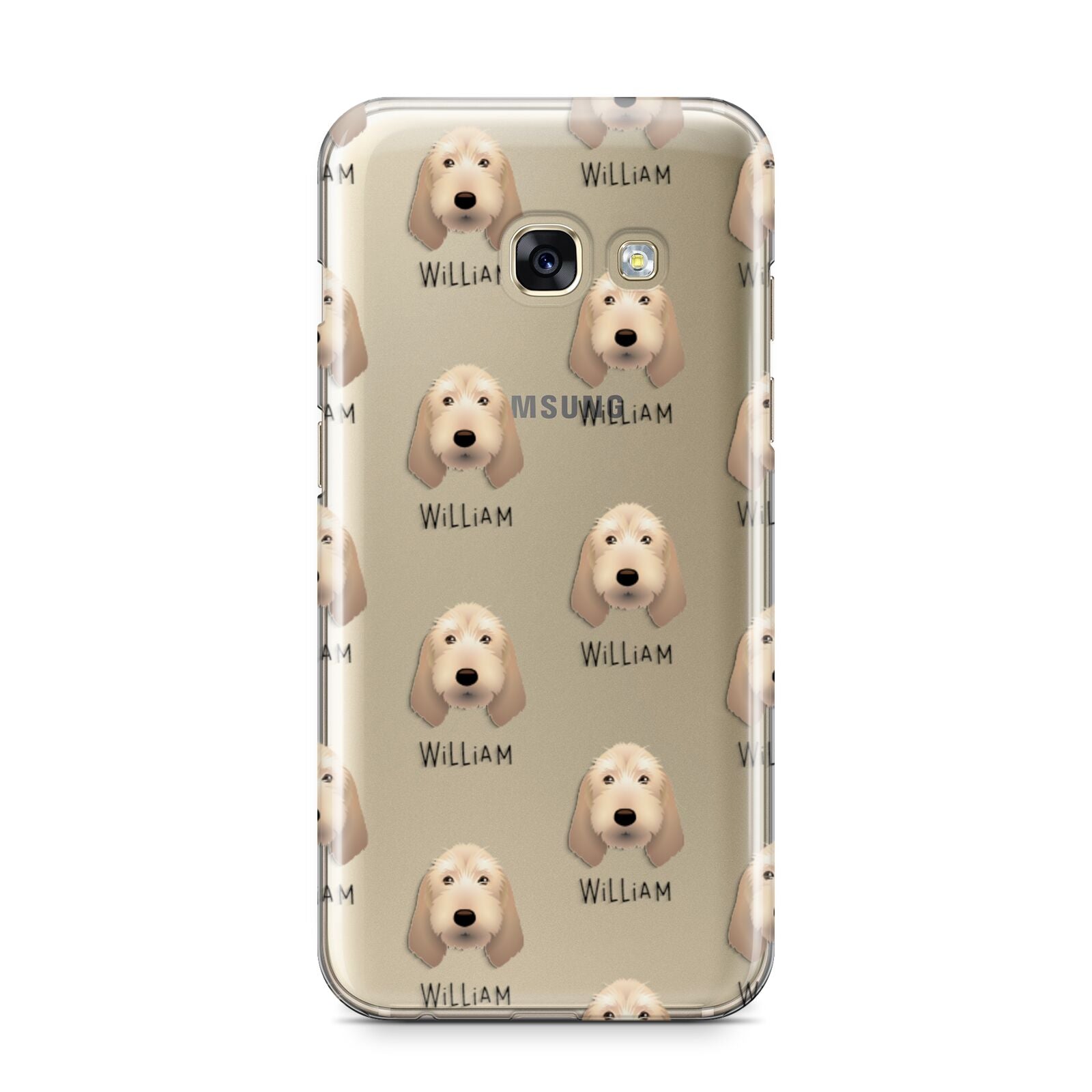 Basset Fauve De Bretagne Icon with Name Samsung Galaxy A3 2017 Case on gold phone