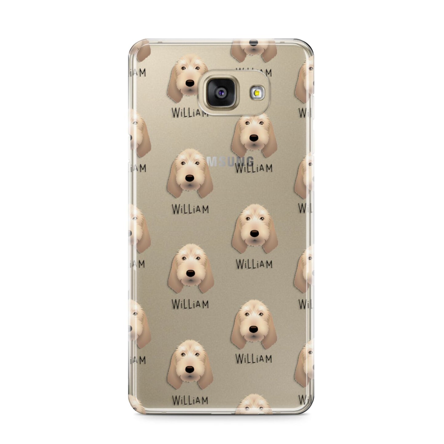 Basset Fauve De Bretagne Icon with Name Samsung Galaxy A9 2016 Case on gold phone