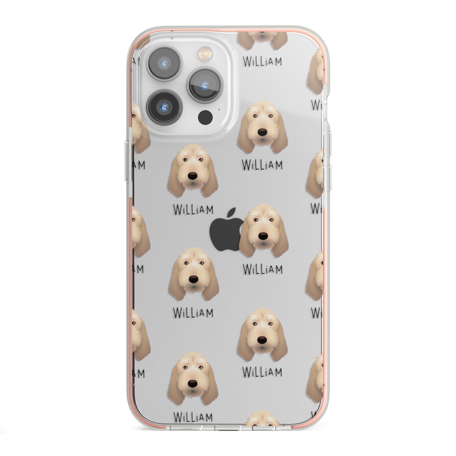Basset Fauve De Bretagne Icon with Name iPhone 13 Pro Max TPU Impact Case with Pink Edges