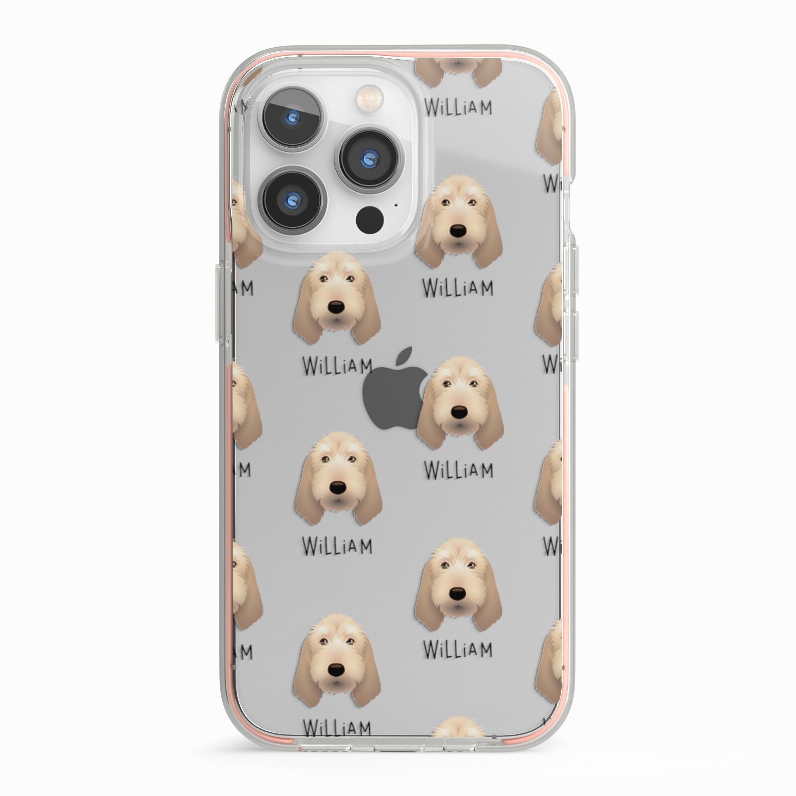 Basset Fauve De Bretagne Icon with Name iPhone 13 Pro TPU Impact Case with Pink Edges