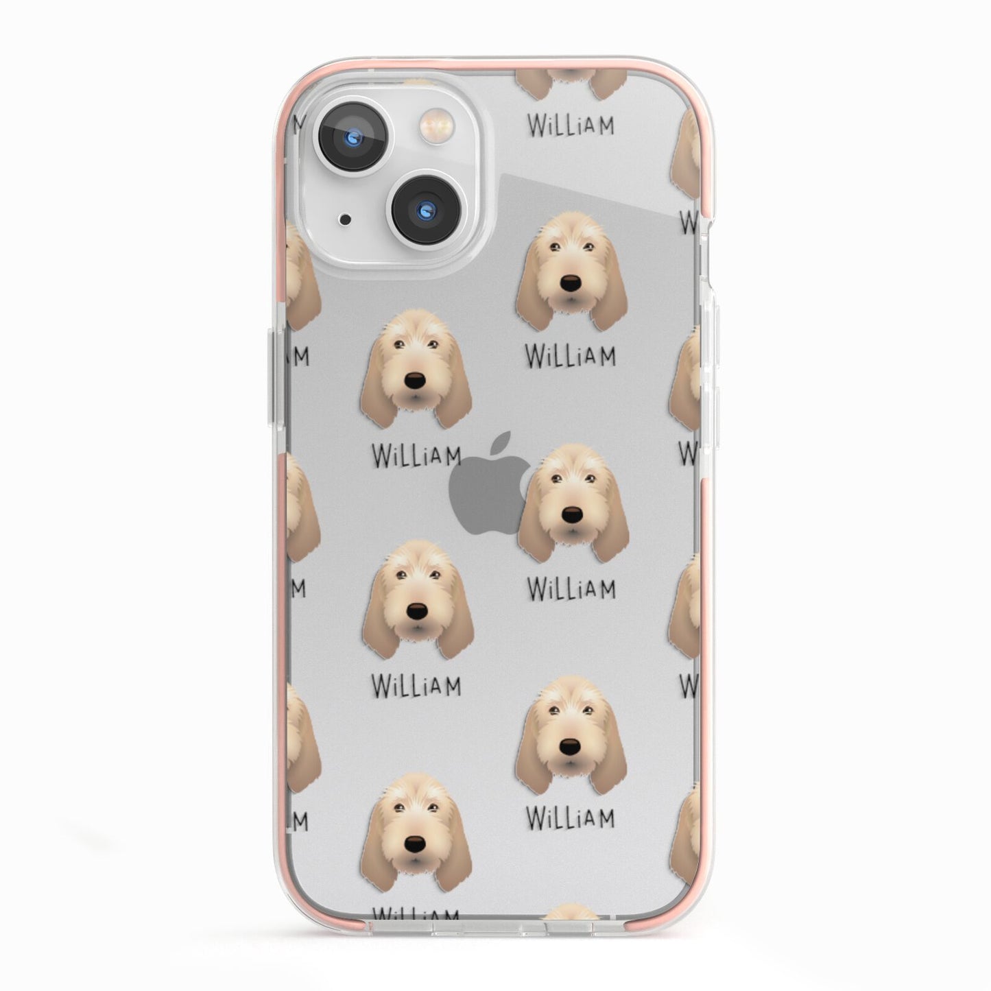 Basset Fauve De Bretagne Icon with Name iPhone 13 TPU Impact Case with Pink Edges