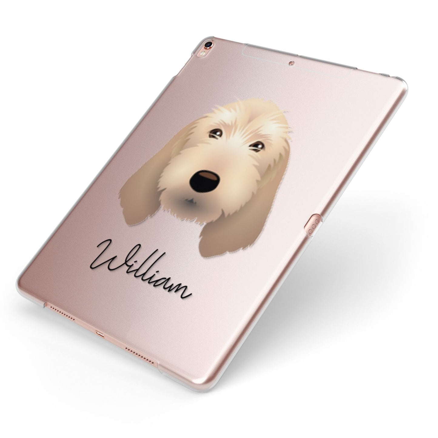 Basset Fauve De Bretagne Personalised Apple iPad Case on Rose Gold iPad Side View