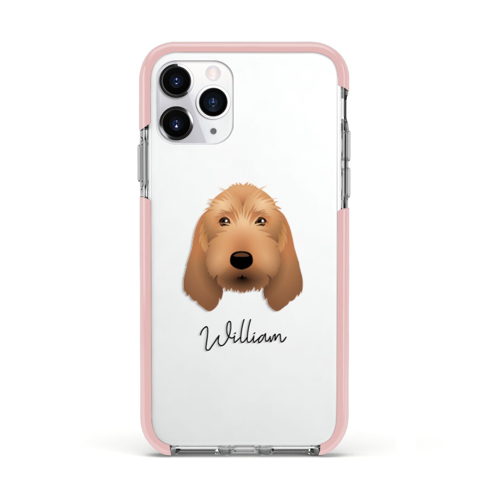Basset Fauve De Bretagne Personalised Apple iPhone 11 Pro in Silver with Pink Impact Case