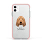 Basset Fauve De Bretagne Personalised Apple iPhone 11 in White with Pink Impact Case